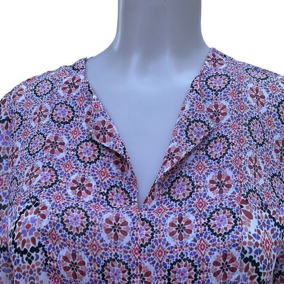 Violet + Claire Tunic Blouse Women's Medium Multicolor Keyhole Long Sleeves - Picture 3 of 15